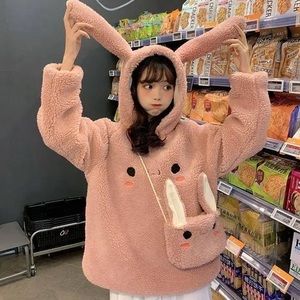 [SOLD ON DEPOP] RABBIT BUNNY FUZZY SWEATER HOODIE WITH EARS 🐇